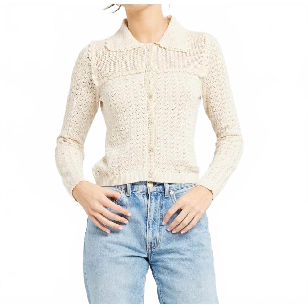 NEW MILLE andie vintage-inspired cardigan in ivory